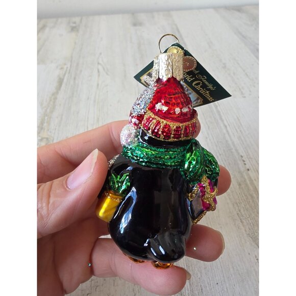 OWC old world perky penguin bird glass ornament glitter Xmas tree zoo - Picture 4 of 8